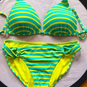 Victoria Secret Bikini Push up halter bathing suit Swimming swimsuit beach teal